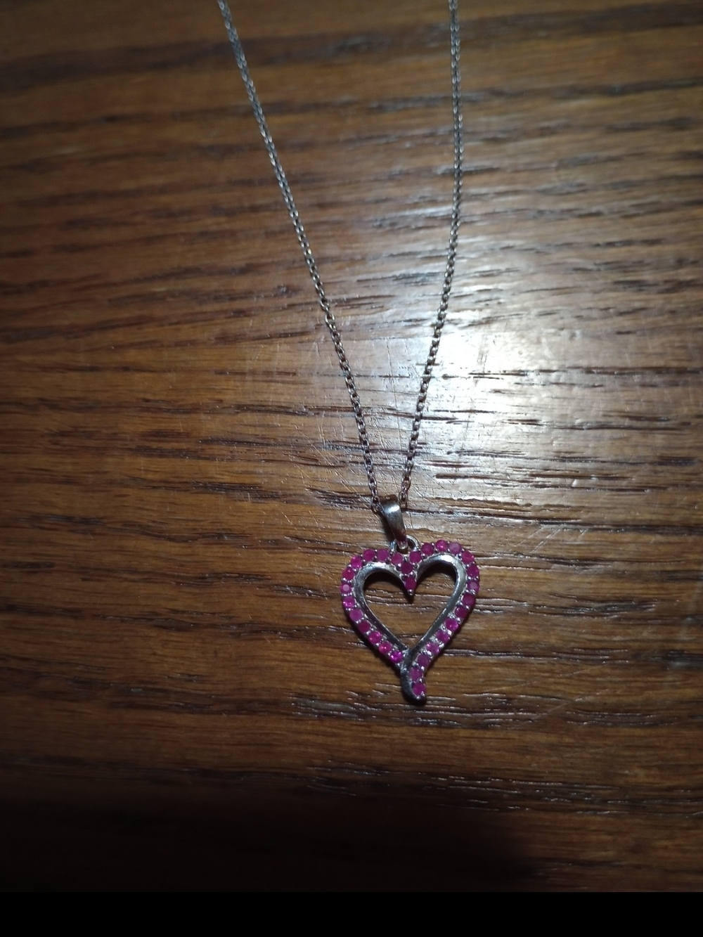 New Sterling Silver Natural Ruby Heart Necklace